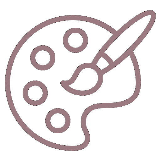 Visual identity development as part of brand and identity services icon in rose quartz colour